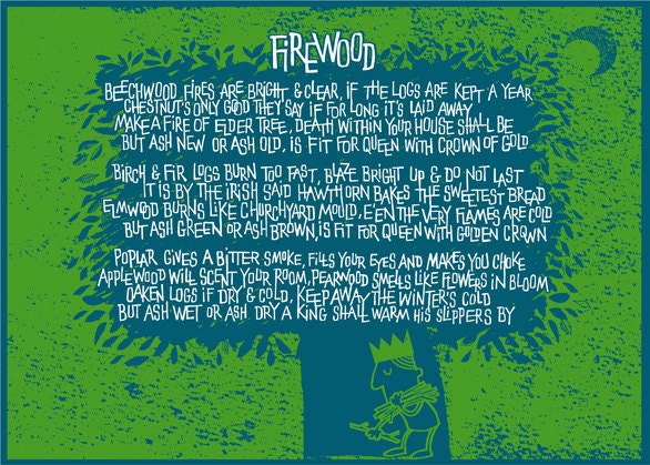 Screenprint original art poster - Firewood Poem
