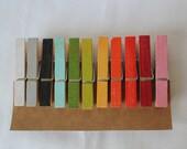 Striped Clothespins - Set of 10 Handstamped Clothes Pins - (11 colors)