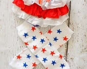 4th of July Baby Outfit -  4th of July Leg warmer and Bloomer set - Baby 1st 4th of july - 4th of july girls outfit - red , white and blue