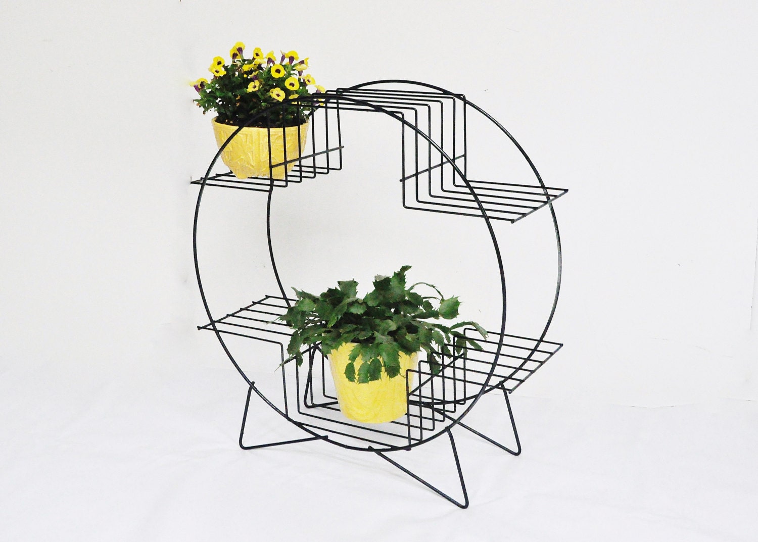 Mid-Century Circular Wire Plant Stand