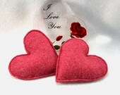 Pocket Hand Warmers CHERRY ROSE HEARTS  Felted Wool Rice Hand Warmers