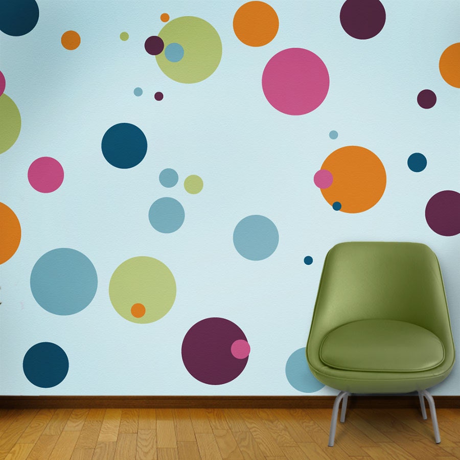 Wall Stencils, Polka Dots for Girls Room Wall Mural, 10 Wall Stencils