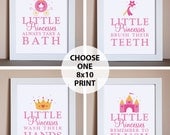 Little Princess Bathroom Art Print, One 8x10, Unframed