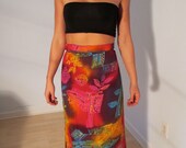Psychedelic Maxi Skirt Ombre Acid S M L Boho Hippie Gypsy Club Kid Grunge Festival Wear 90s Tribal Rainbow