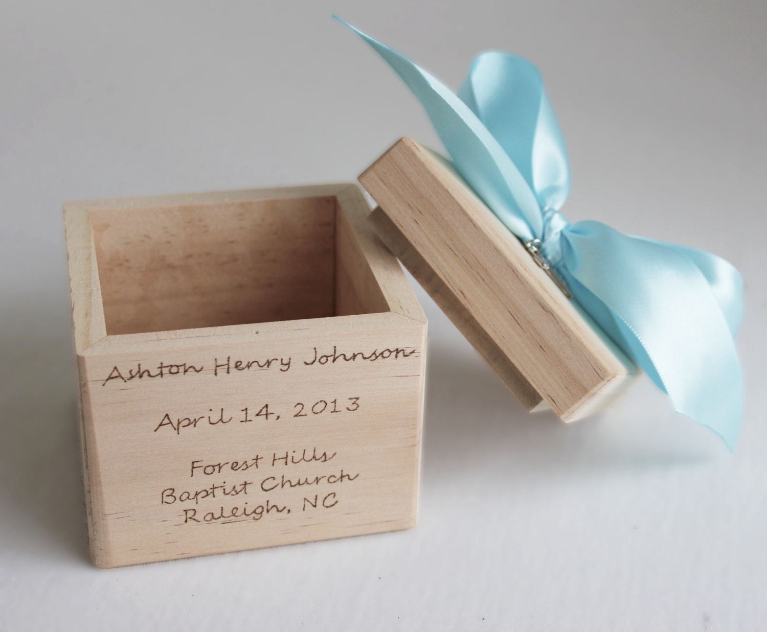 Baptism gifts from godmother Christening Gift Dedication Gift Personalized Baptism Block with open top--- Godparent gift