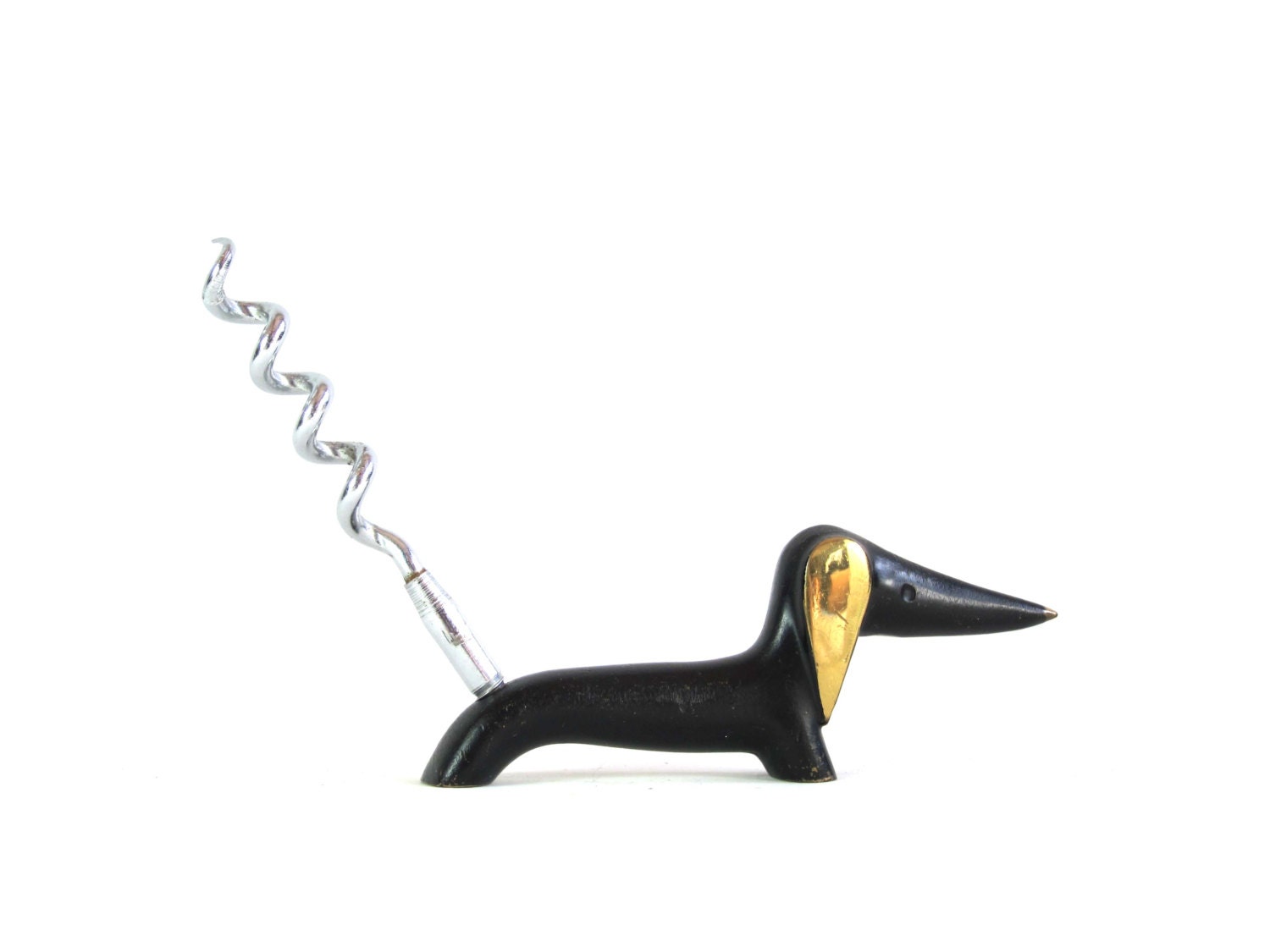 RESERVED - Vintage ORIGINAL Walter Bosse Modernist Brass Dachshund Corkscrew