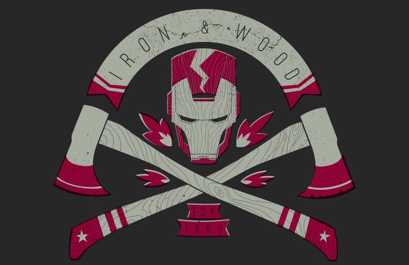 Iron and Wood Iron Man with axes Print 12x18