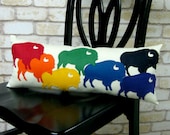 Buffalo Pride Rainbow Wool Felt Throw Pillow in Ivory Cotton