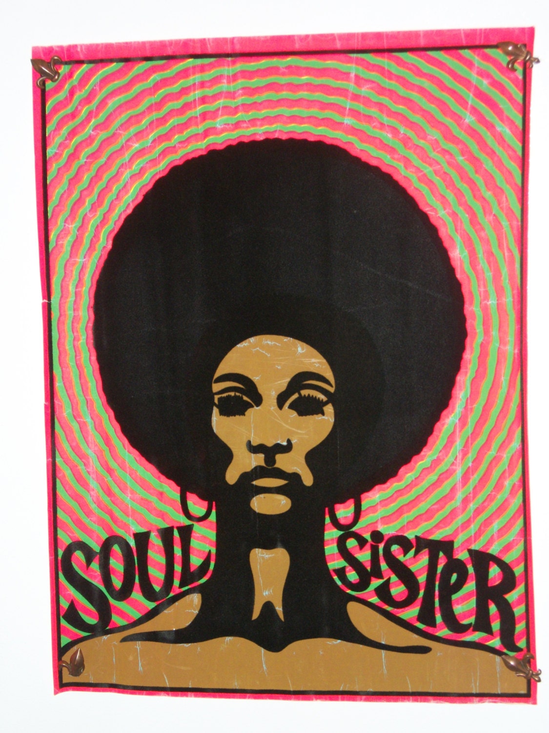 Original Vintage "Soul Sister"  Blacklight Flocked Poster