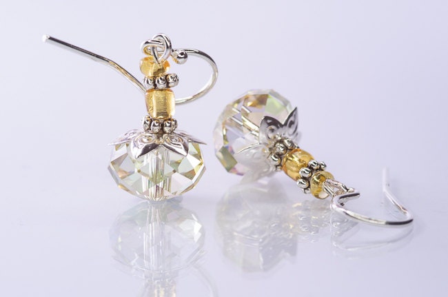 Swarovski Earrings Summer Earrings Small Golden Earrings Jewelry Under 25