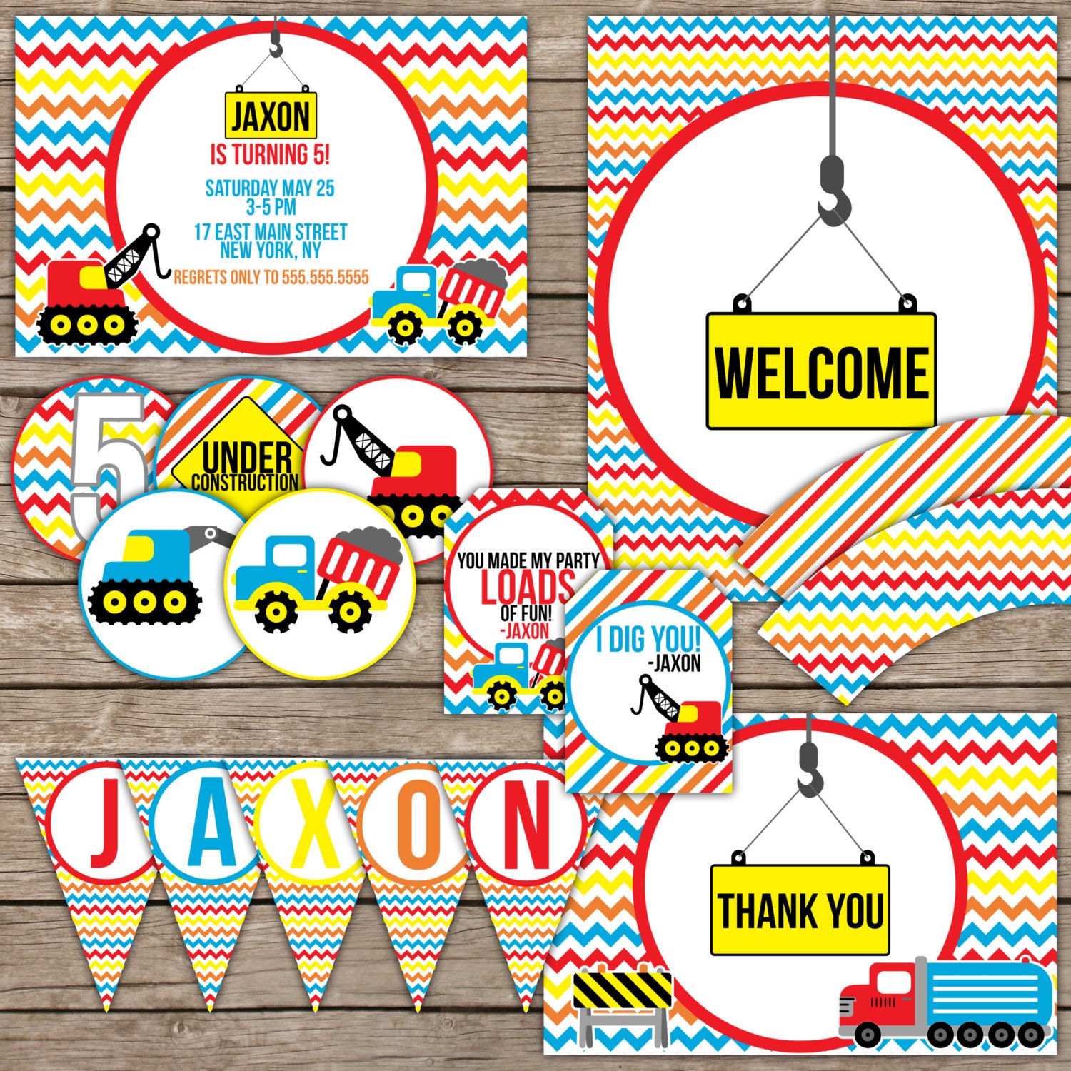 Construction Party Collection (Includes Invitation and Thank You Card) Il_570xn