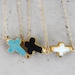 Sideways Cross Gemstone Necklace - Black, Turquoise, White Pearl