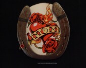 Mothers Day Gift Horseshoe Wall Art Vintage Lucky Horseshoe Frames Mom Roses and Heart Motif