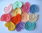 Crochet Sea Shells Appliques, Set of 12