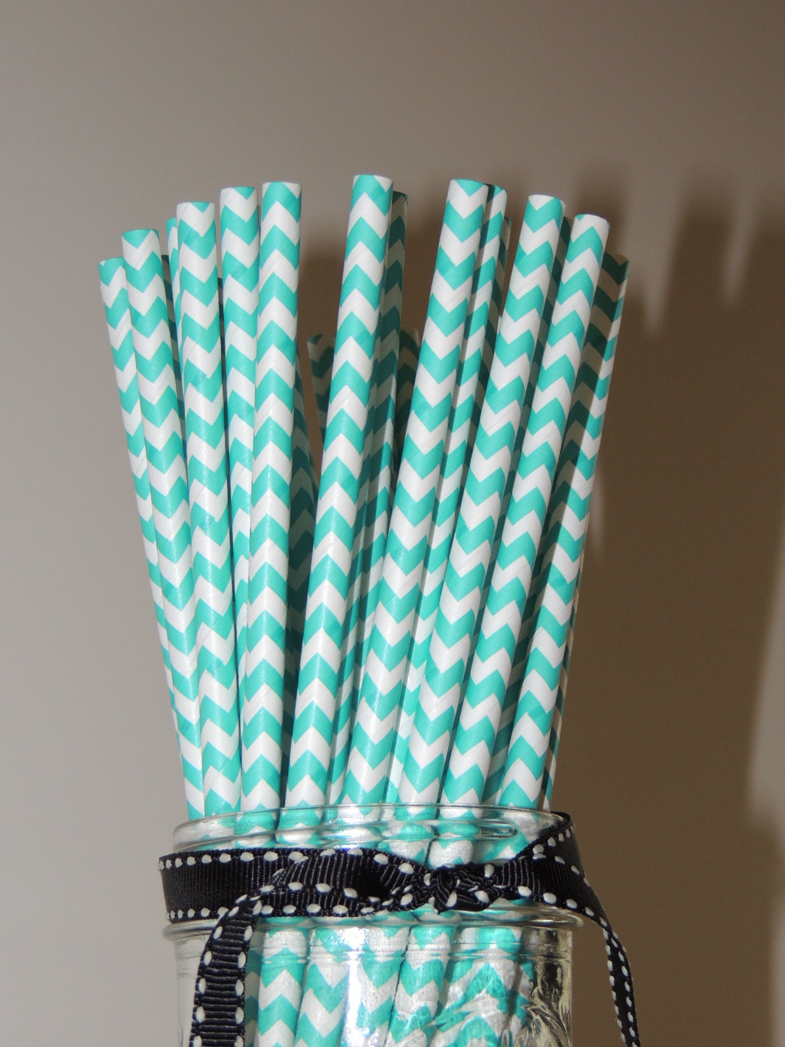 25  Aqua Chevron Paper Straws, Aqua drinking straws  - Wedding, Baby Shower, Christmas Party, Chevron party Supplies Made In Usa