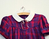 Detachable white mini peter pan collar with beige/champagne ribbon closure - Made to order