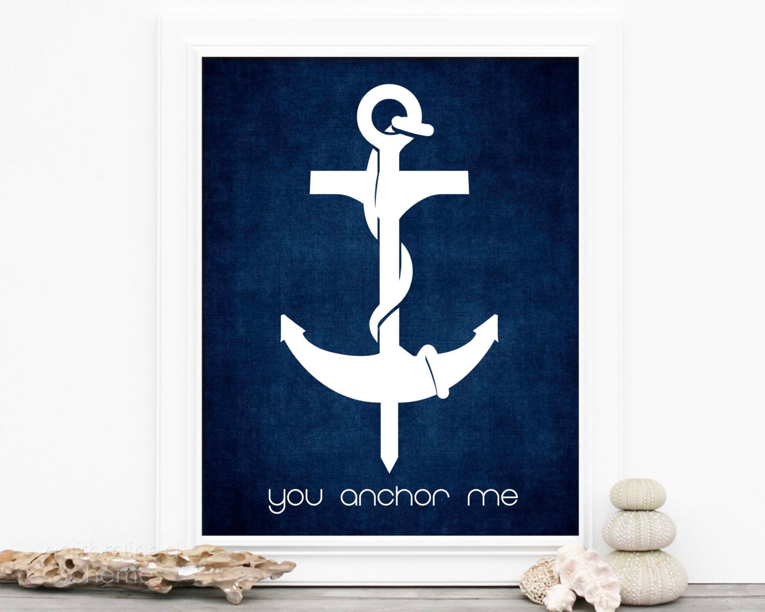 You Anchor Me Navy Blue Art Love Print - Beach Inspired Nautical Art Poster