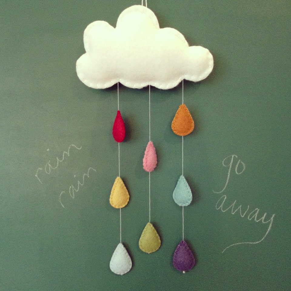 Medium rainbow rain cloud for nursery, children's room or playroom 