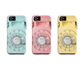 Vintage Rotary Phone iPhone case, custom iPhone case, iPhone 4 case, iPhone 5 case, vintage, pink, blue, yellow, mad men, retro