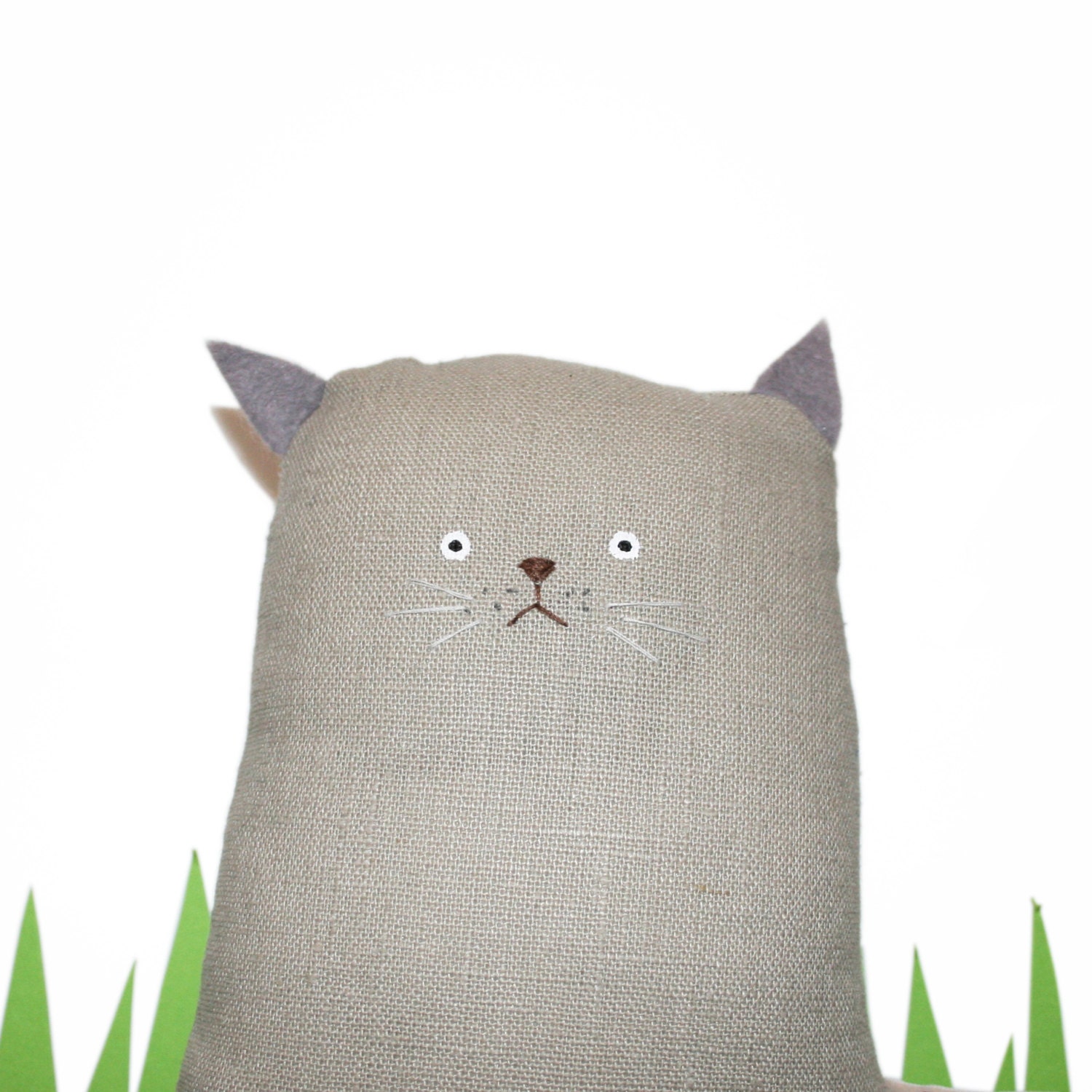 Toy Cat, Handmade Cat, Soft Toy Cat, Toy Animal, Cat Plushie, Cat Softie, Creature, Poosac, Brown, Green, Spring