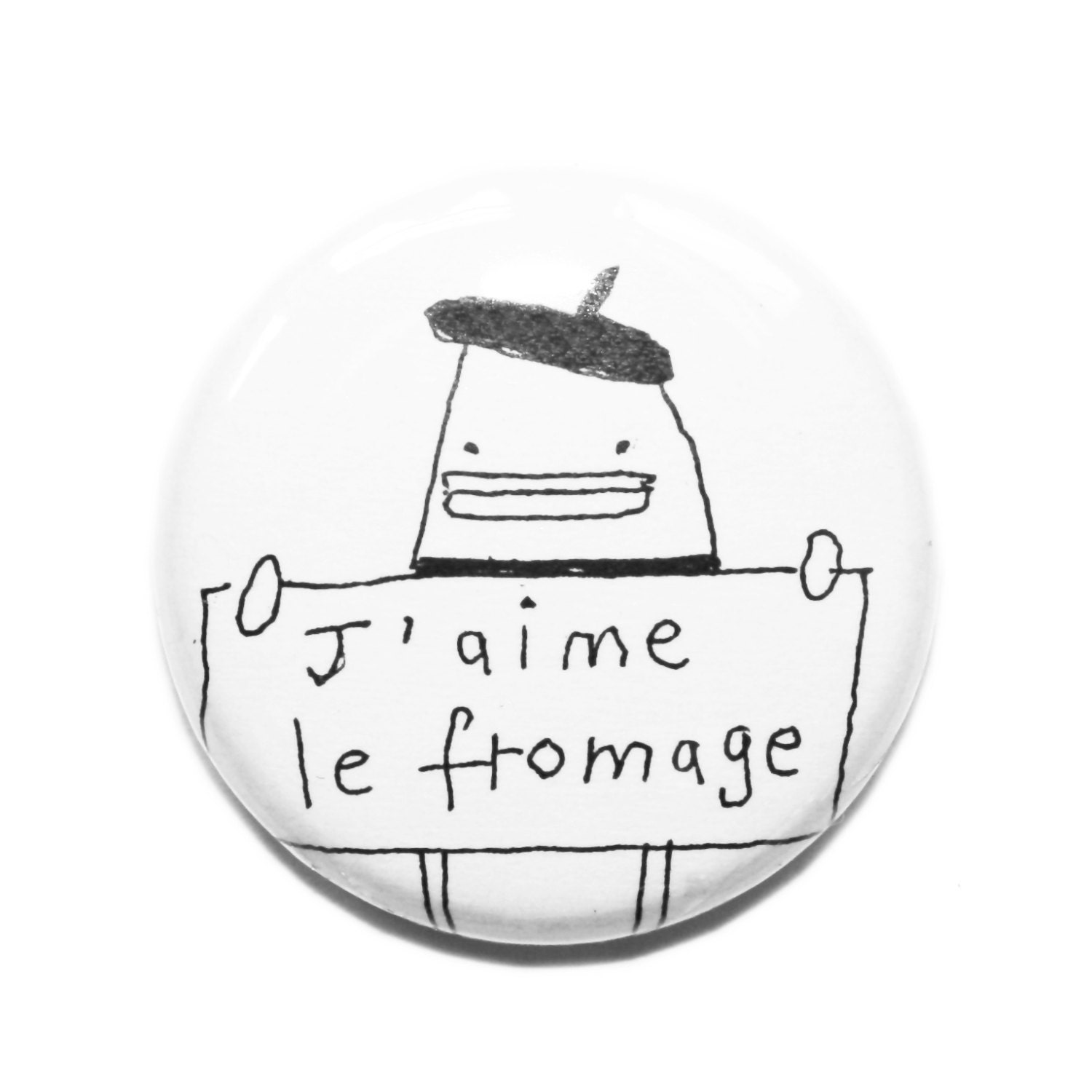 Cute Fridge Magnets, Unique Party Favor, Adorable Gift Idea, Bonjour, Ooh La La, Fromage, Beret, Black, White, Little French Poosac