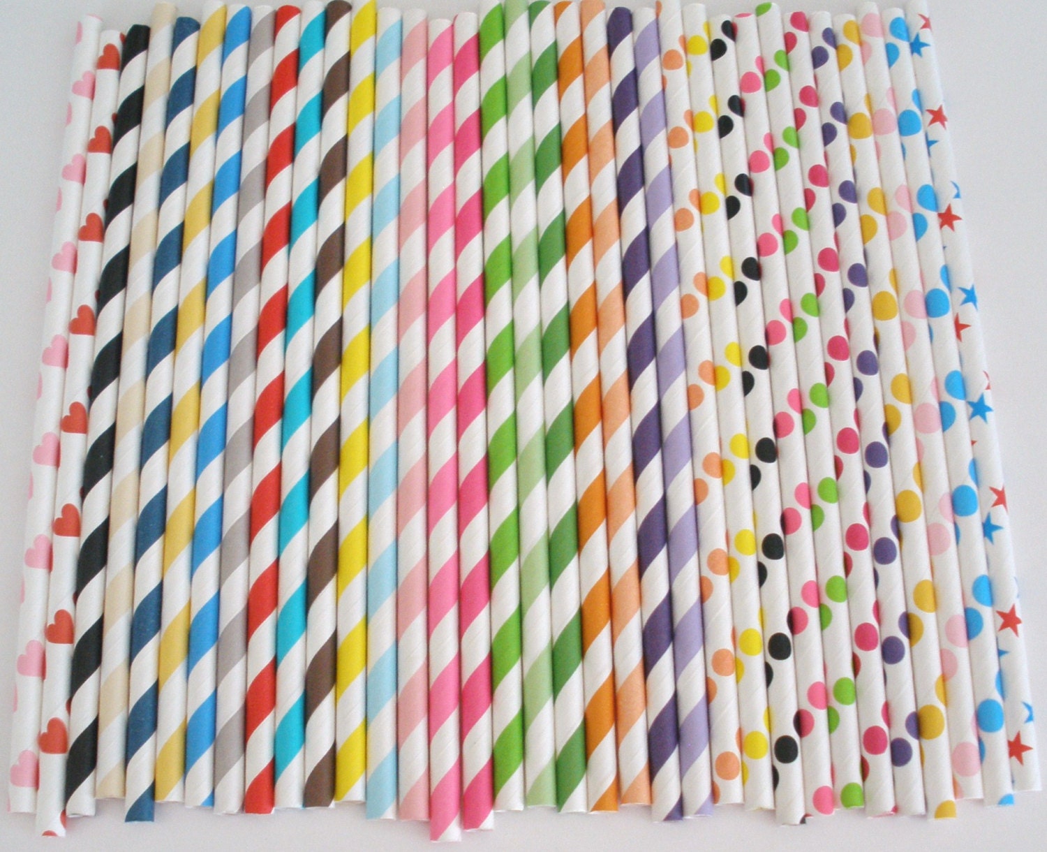 60 Paper Straws  PICK your Color(s)......Any Color   Any Design   Mix or Match    Drinking Straws  Cake Pop Sticks  Weddings  Graduations
