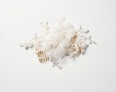 beaded silk flowers and lace hair clip or comb - Chloe