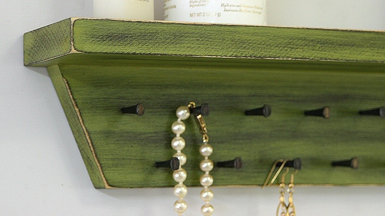 Jewelry Holder Wall Jewelry Organizer Storage Necklace Holder Shelf Avocado