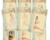 Gift Tags, Pin Up Girl Brides, Retro, Printable, Digital