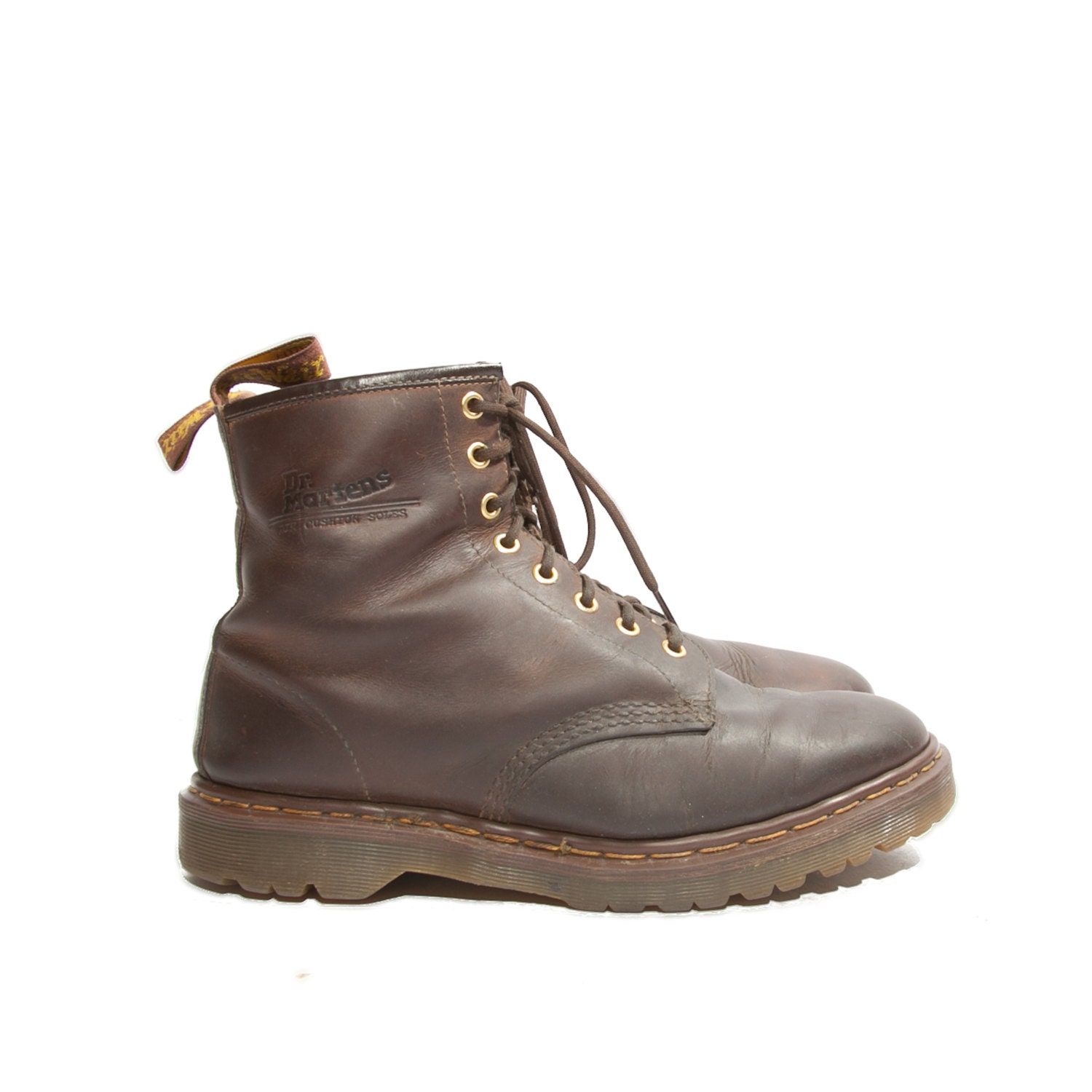 Men's Dr Marten Boots 8 Eye Made in England Dark Brown Leather size 10 UK / 11 US