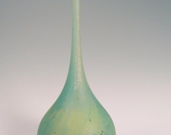 Hand Blown Glass Art Vase - Sea Glass Vessel - Beach Cottage Decor - Ocean Water Seafoam Green Minimal Decor