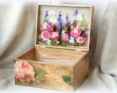 Wooden Golden Rustic  Wedding card Box Jewelry box