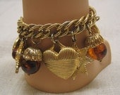 1960's Big Bold Golden Metal Charm Bracelet