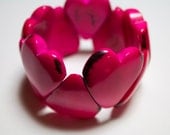 Heart Shaped Tagua Bracelet - Pink- Eco-Friendly- Boho- Bohemian