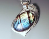 Rainbow Labradorite- Sterling Silver Freeform- One of a Kind Handmade Pendant