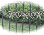 Shabby Chic Wedding Garland, Vine Hearts & Bows Wedding Decor, Hen Party,  Bridal Shower Decor, Country Cabine