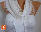 White Scarf - Pashmina Scarf - cowl scarf - fatwoman