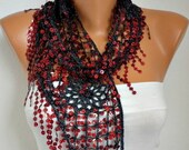 BIG SALE Sequin Scarf -Floral - Women Shawl Scarf - Bellydance - Cowl Scarf Lace Scarf -   fatwoman