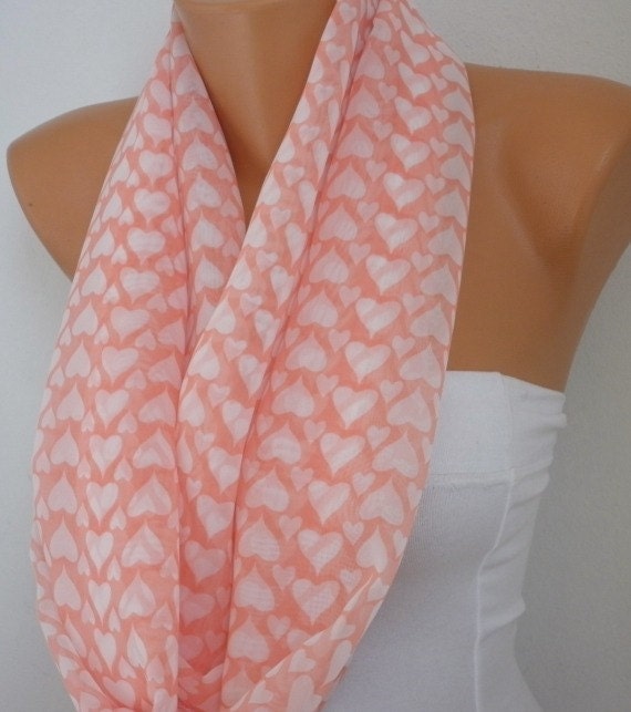 Heart - Infinity Scarf Shawl Circle Scarf Loop Scarf Gift -fatwoman - LOVE - for her