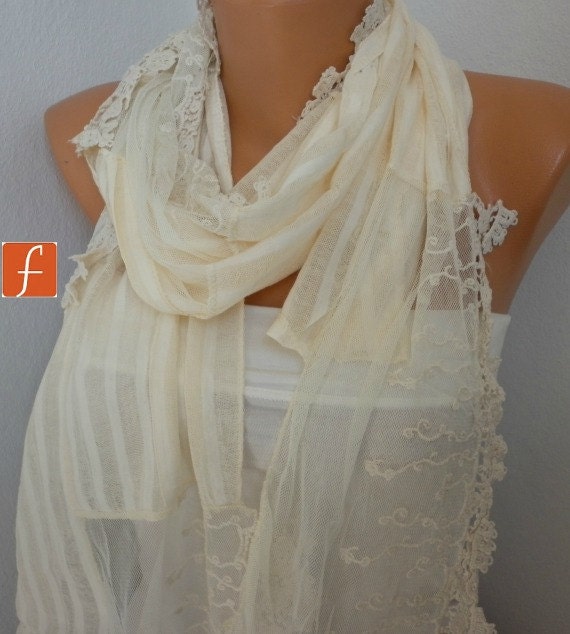 Pale Yellow  Shawl Scarf - Cowl Scarf Lace Scarf - Light Yellow - Bridesmaid Gift - for Her - Gift - mom - fatwoman