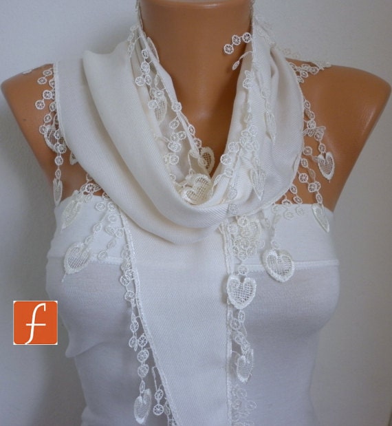 White Scarf - Pashmina Scarf - cowl scarf - fatwoman