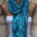 BIG SALE Cyan (process)  Silk Scarf  - Shawl Scarf -  Cowl Scarf - fatwoman bridesmaid gift