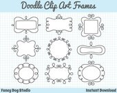 Commercial Use Clip Art Digital Doodled Frames Instant Download