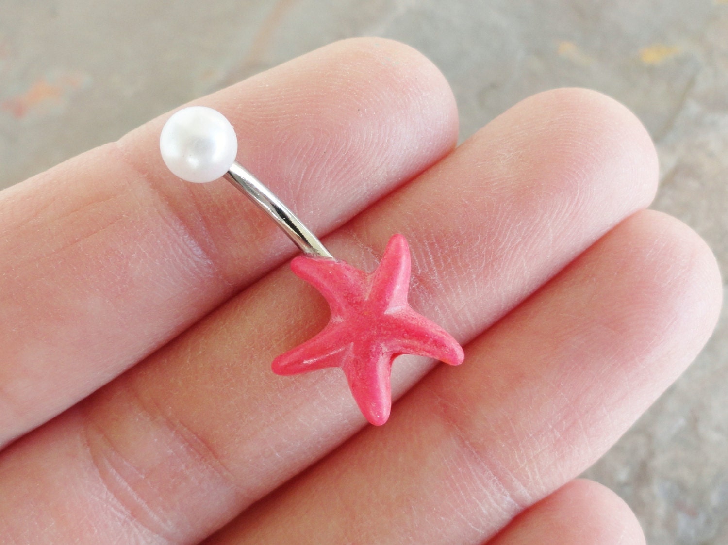 Pink Starfish Belly Button Jewelry Sea Star Belly Ring