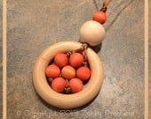NEW 2013 SPRING DESIGN - Zúbky Sensory Teething Necklace for Natural Nursing Breastfeeding Babywearing Mamas "Cervený kvet"