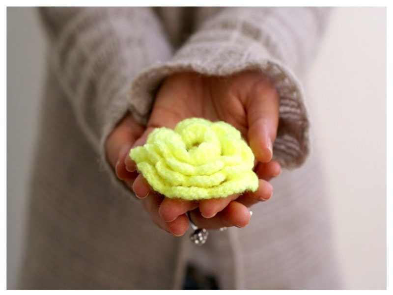 Flower Brooch in Yellow Neon.