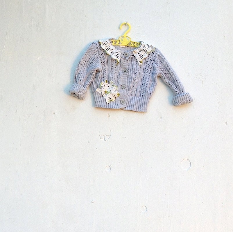 shabby spring summer baby stone gray grey vintage lace boho starlet gypsy toddler size 2 cardigan eco sweater