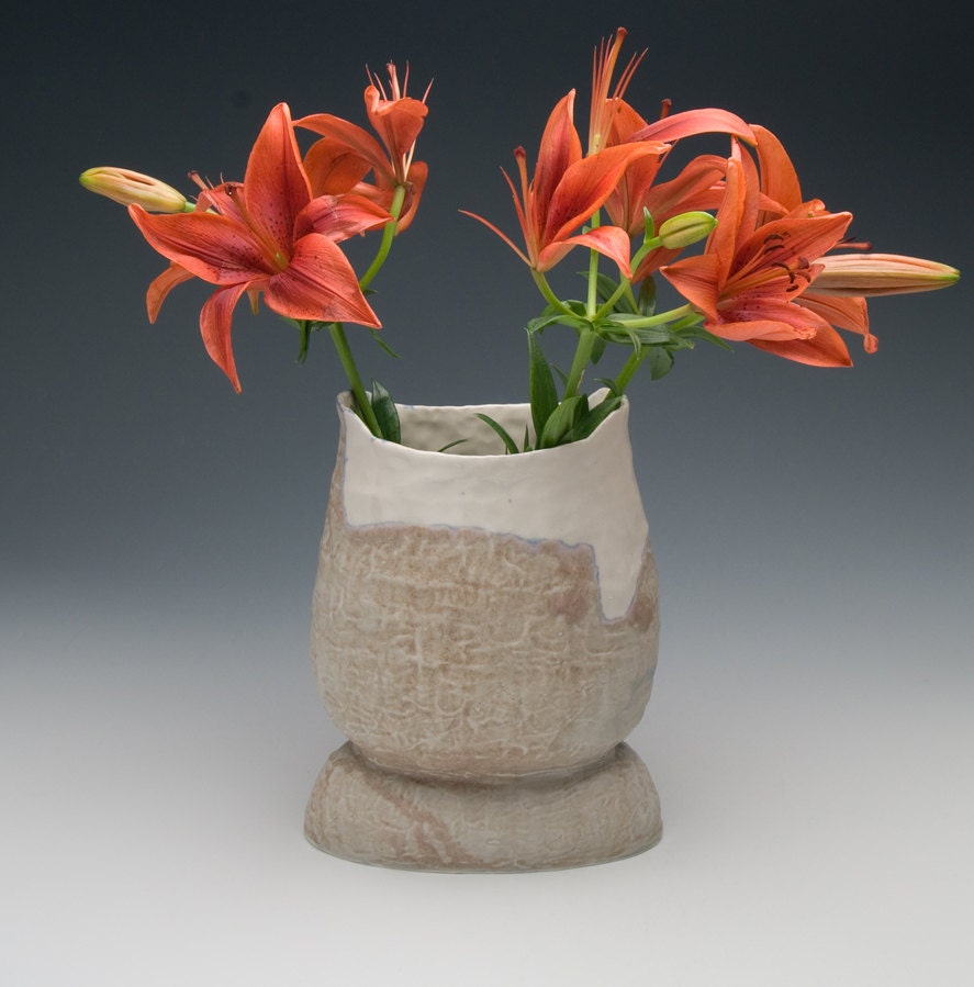 Grey and White Oval Vase