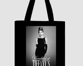 Breakfast At Tiffany's 15x15 BLACK or DARK DENIM 15x15 Canvas Tote Bag - other sizes available