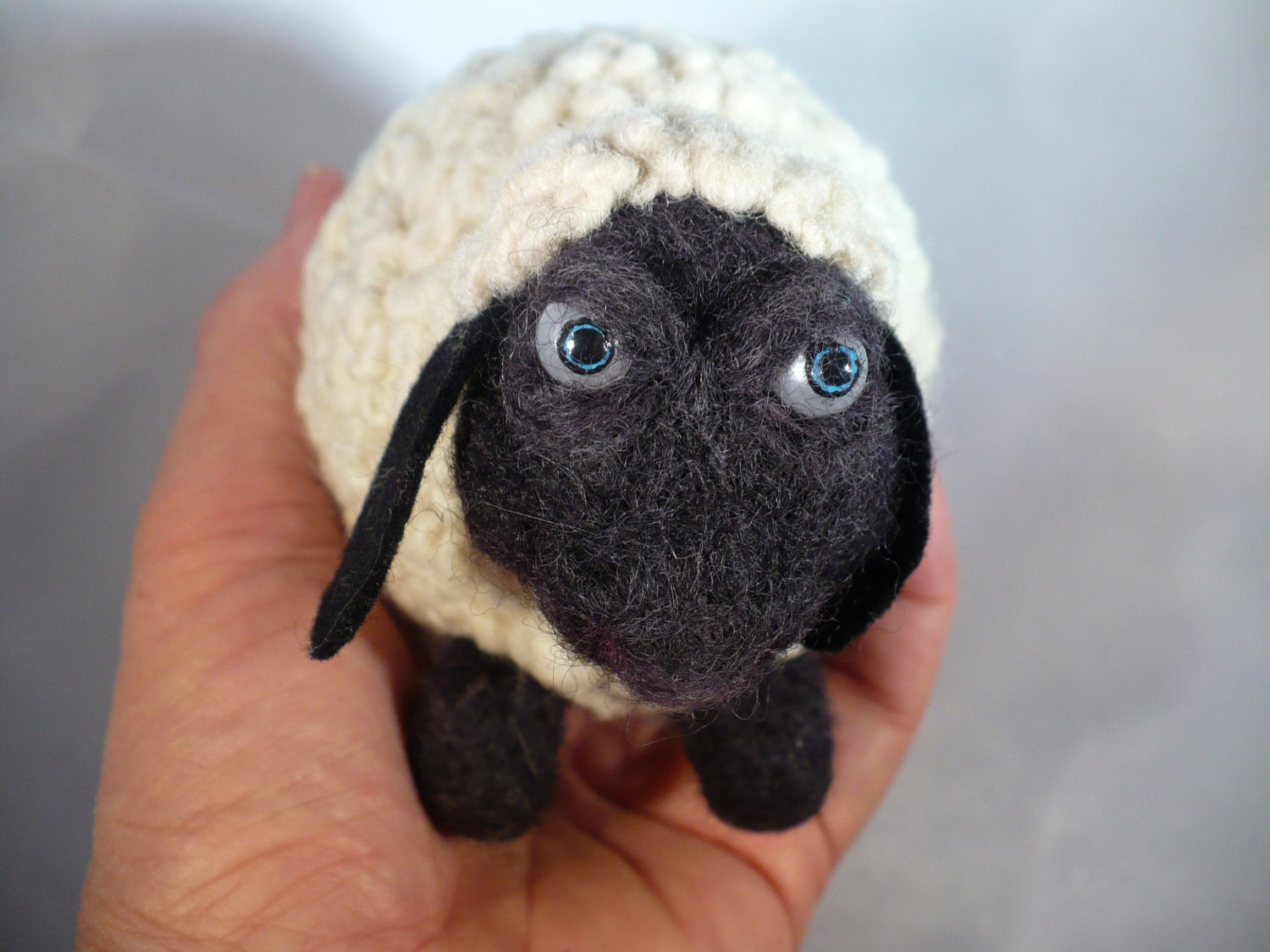 Sheep Black faced Needle felted Needlecrafted Soft sculpture, OOAK, by grannancan